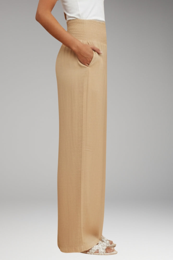 Women’s Palazzo Trousers with Wide-Leg Design and Elasticated Waistband
