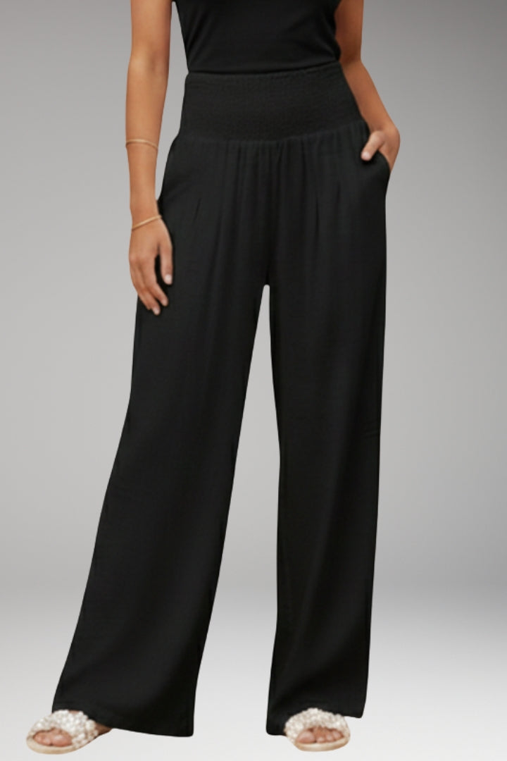 Women’s Palazzo Trousers with Wide-Leg Design and Elasticated Waistband