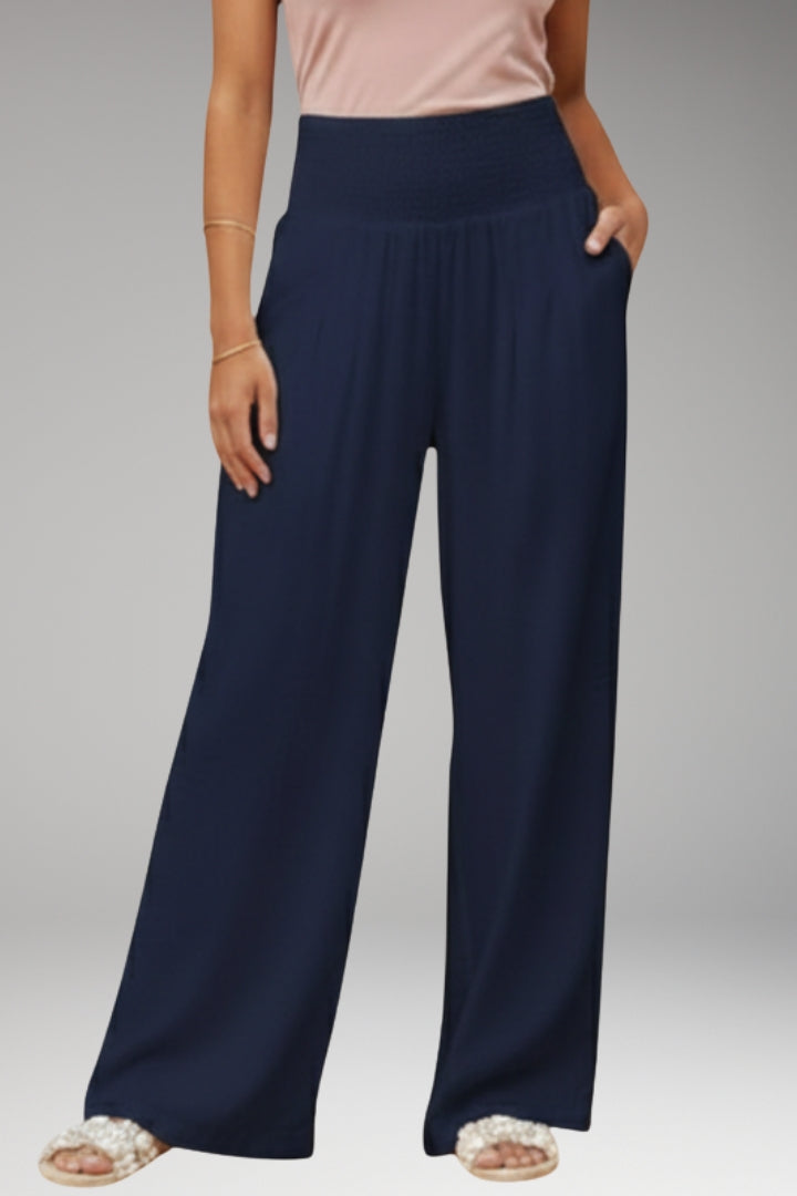 Women’s Palazzo Trousers with Wide-Leg Design and Elasticated Waistband