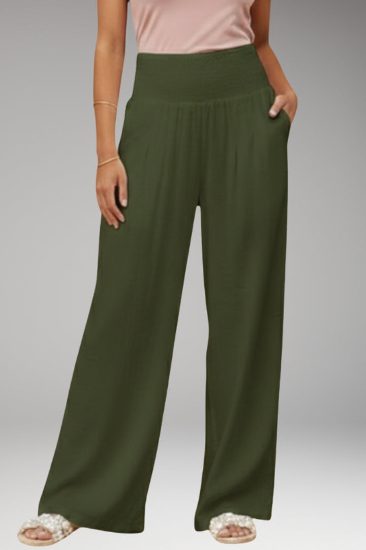 Women’s Palazzo Trousers with Wide-Leg Design and Elasticated Waistband