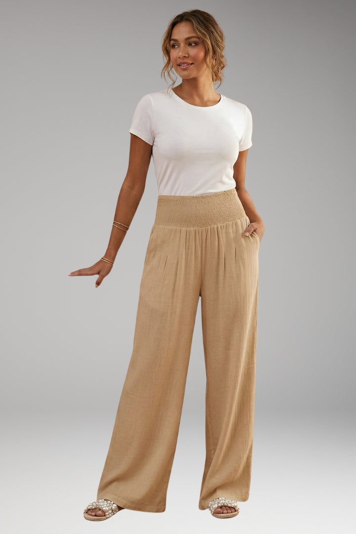 Women’s Palazzo Trousers with Wide-Leg Design and Elasticated Waistband