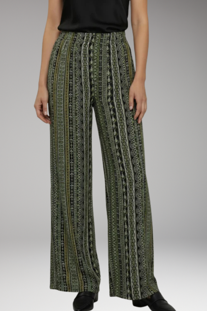 Women's Palazzo Trousers with Wide Leg and Graphic Pattern