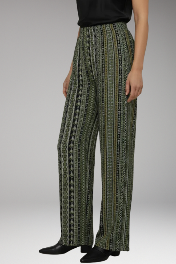 Women's Palazzo Trousers with Wide Leg and Graphic Pattern
