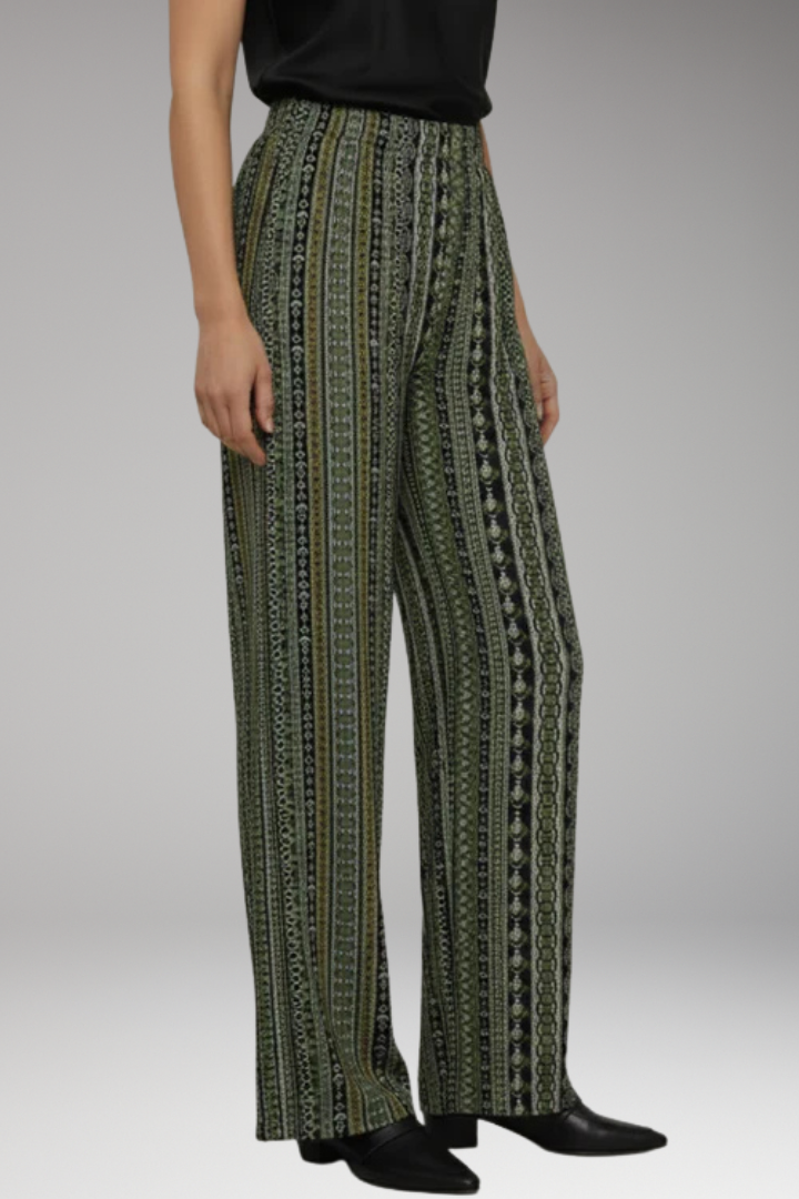 Women's Palazzo Trousers with Wide Leg and Graphic Pattern