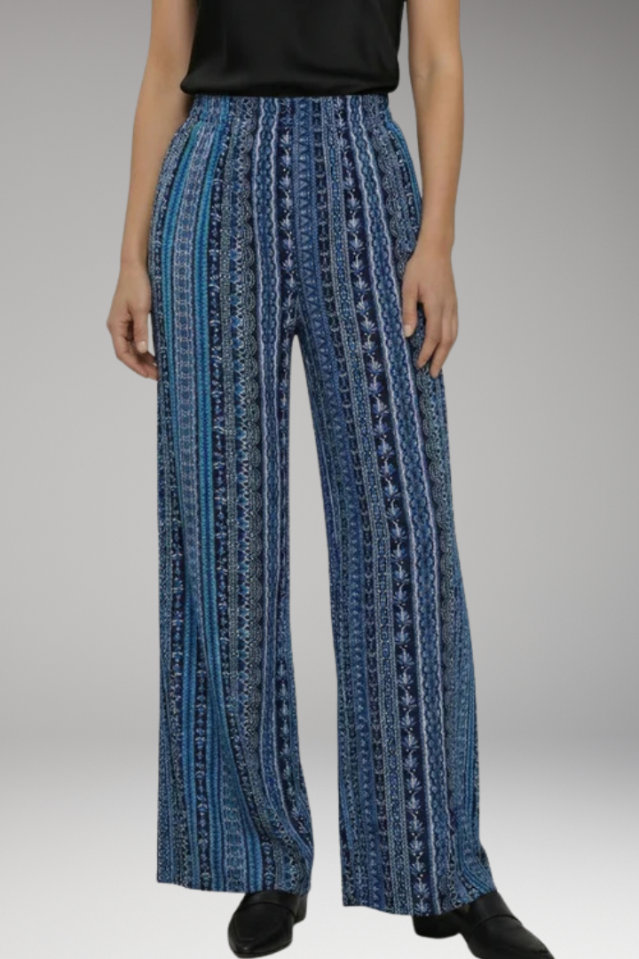 Women's Palazzo Trousers with Wide Leg and Graphic Pattern