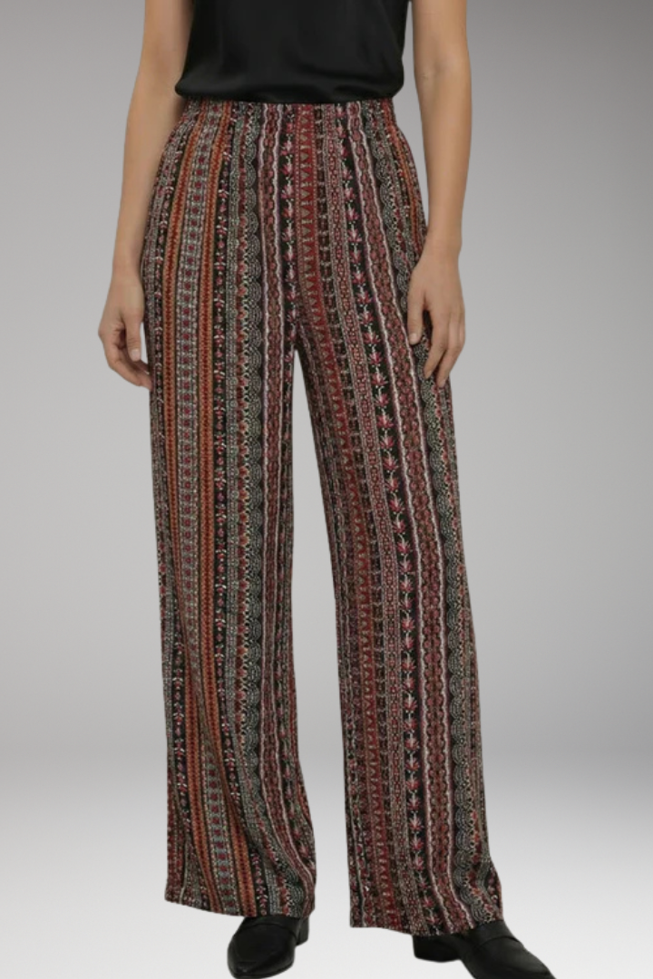 Women's Palazzo Trousers with Wide Leg and Graphic Pattern