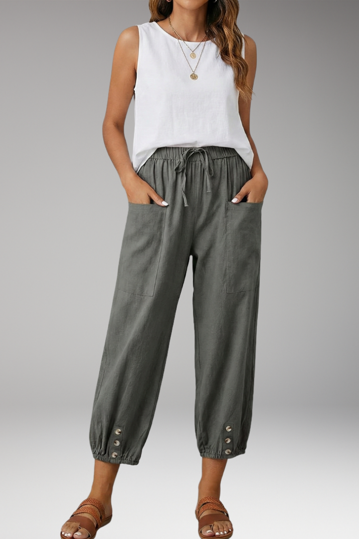 Women’s Trousers with Drawstring Waist and Side Pockets