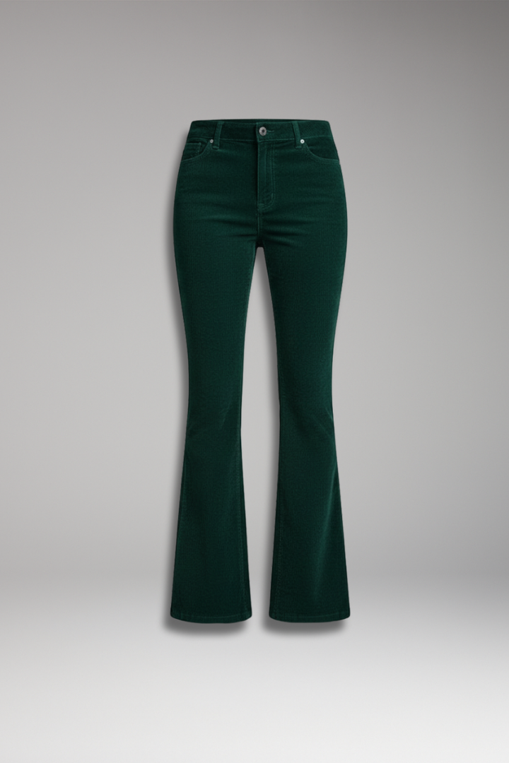 Women’s Trousers with Ribbed Surface and Flared Legs