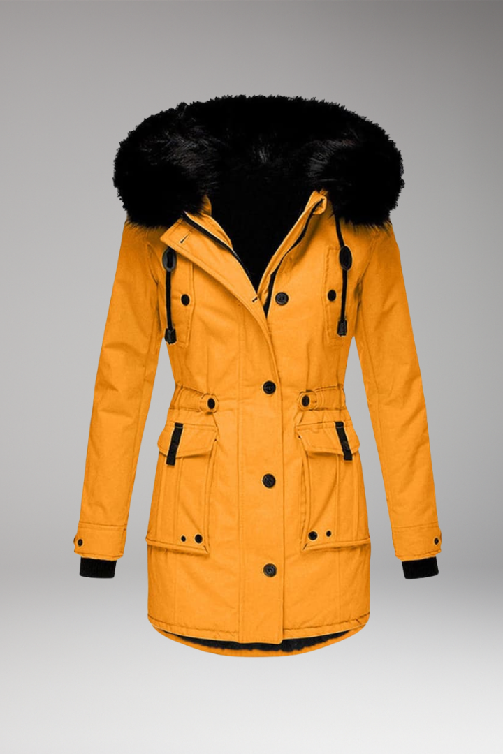 Women’s Parka Jacket with Hood and Button Closures