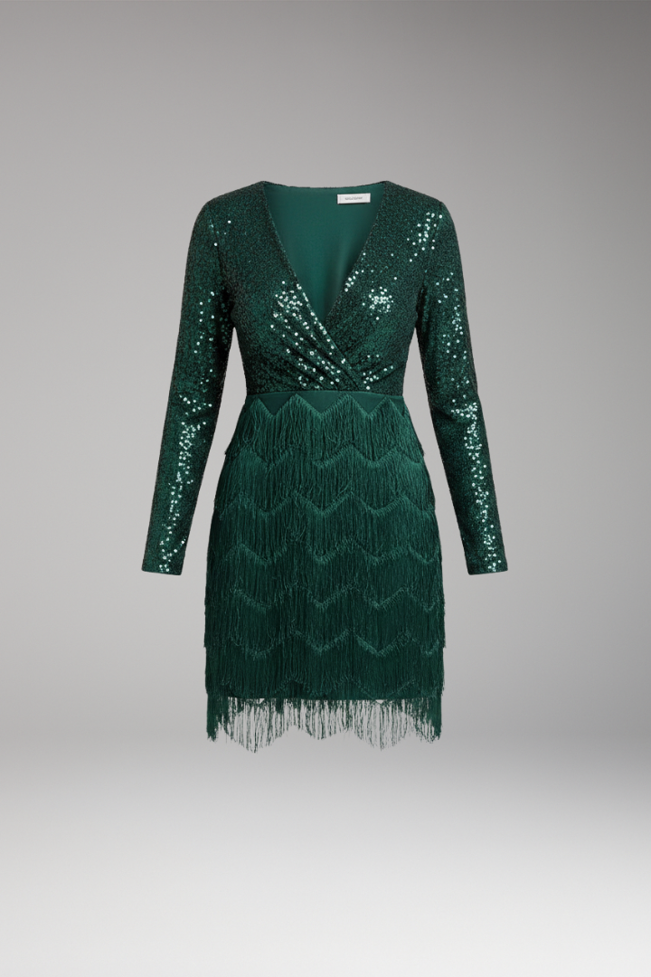 Women's Party Dress with Feathers and Structured Fit