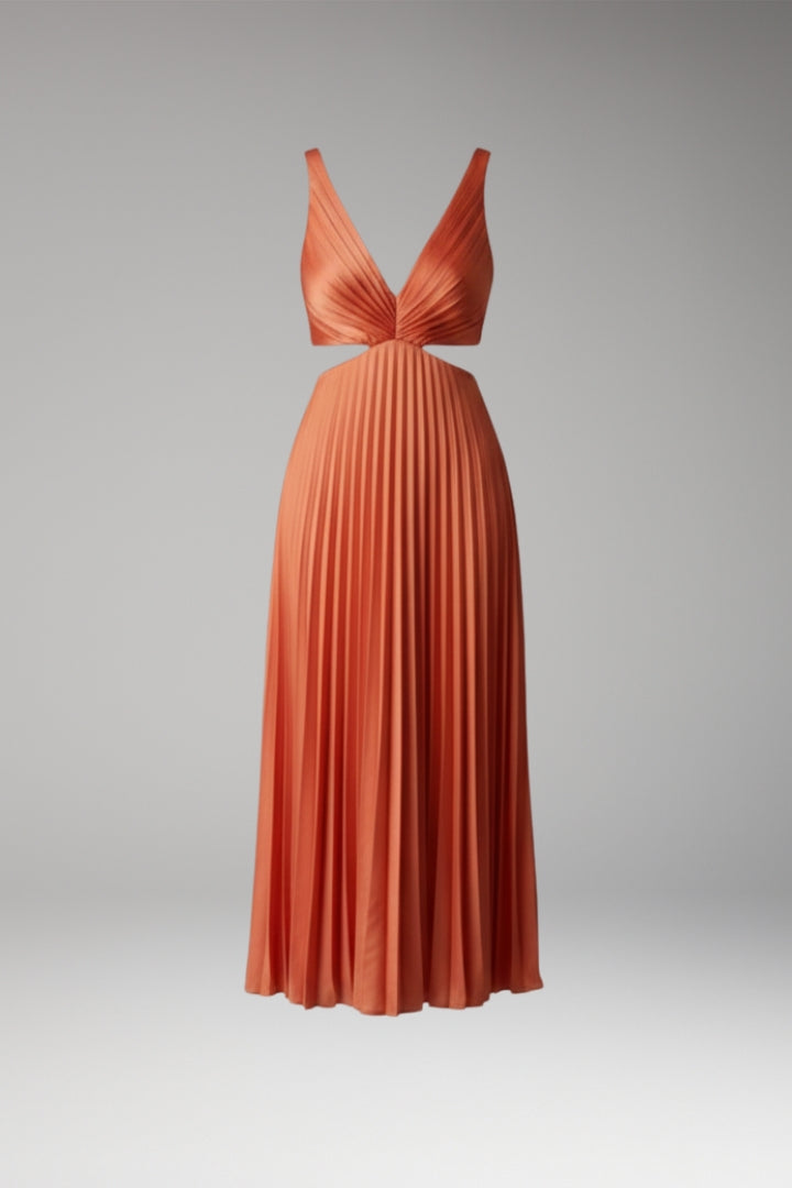 Women's Pleated Satin Dress with Versatile Design and Elegant Look