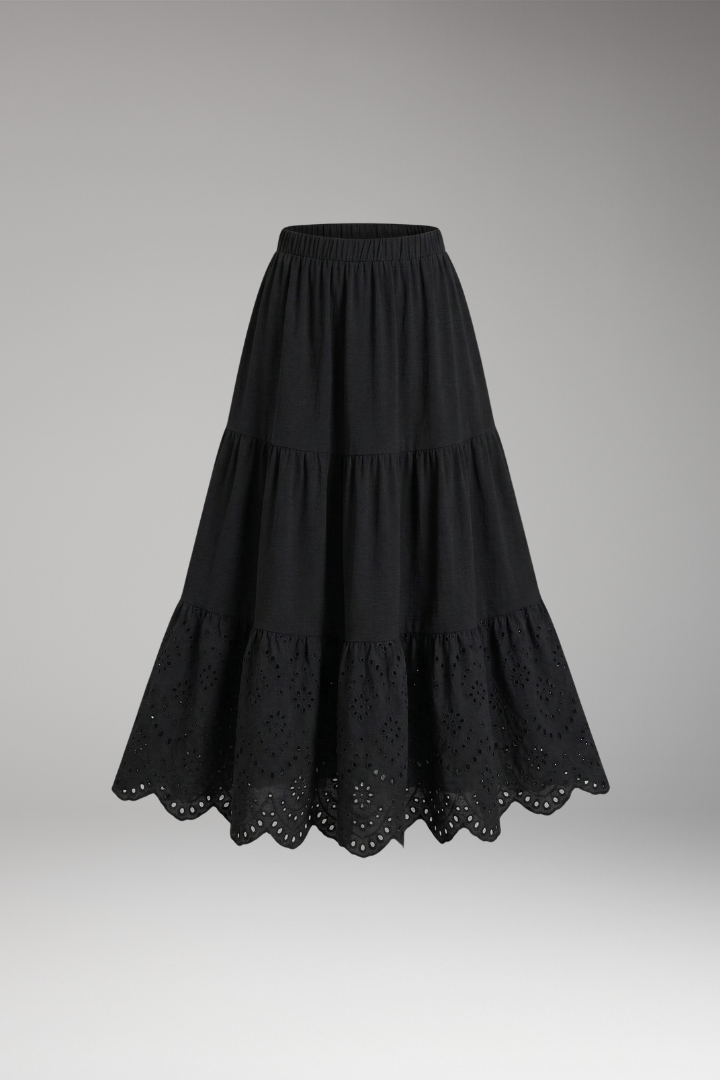 Women’s Plus-Size Maxi Skirt with Tiered Layers