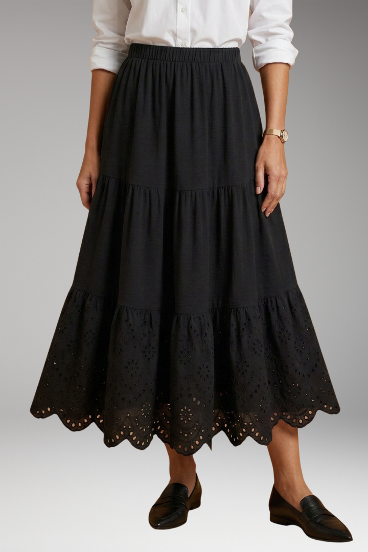 Women’s Plus-Size Maxi Skirt with Tiered Layers