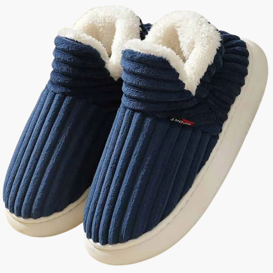 Women’s Plush Slippers with Ribbed Surface and Inner Lining