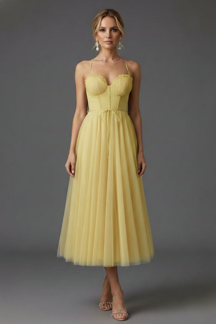 Women's Princess Chiffon Dress with Elegant Straps and Timeless Design