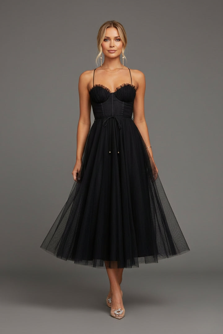 Women's Princess Chiffon Dress with Elegant Straps and Timeless Design