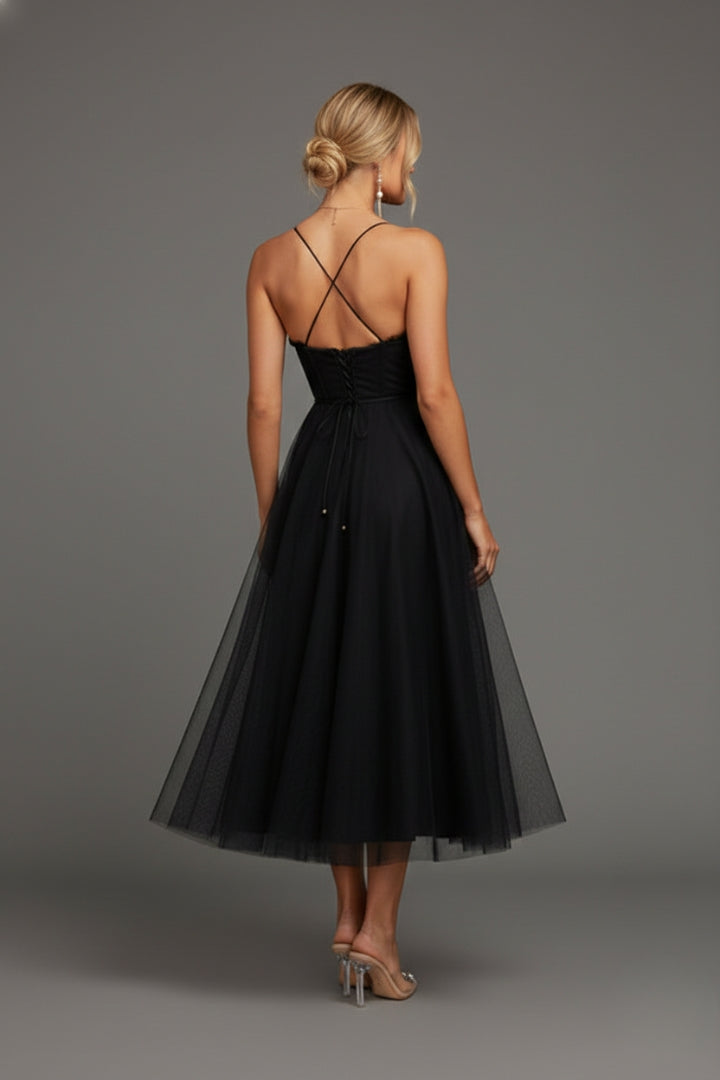 Women's Princess Chiffon Dress with Elegant Straps and Timeless Design