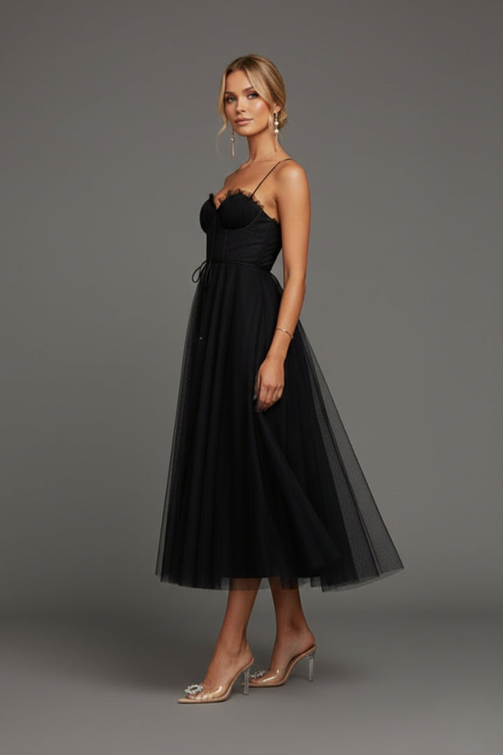 Women's Princess Chiffon Dress with Elegant Straps and Timeless Design