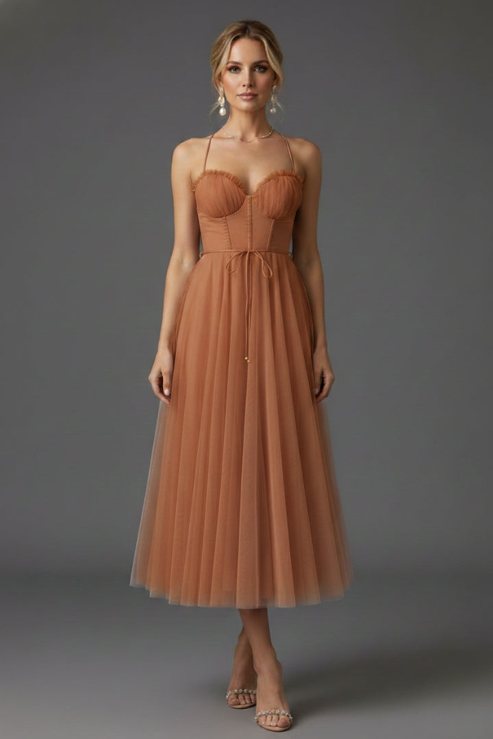 Women's Princess Chiffon Dress with Elegant Straps and Timeless Design