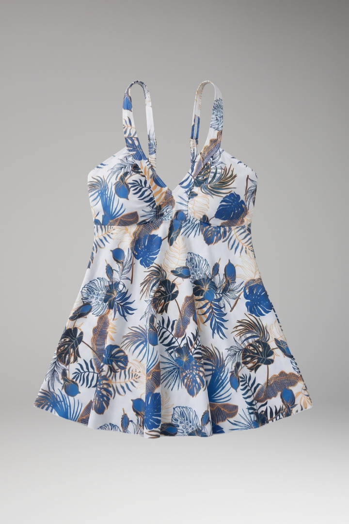 Women’s Printed Bikini Skirt with Adjustable Straps and V-Neckline