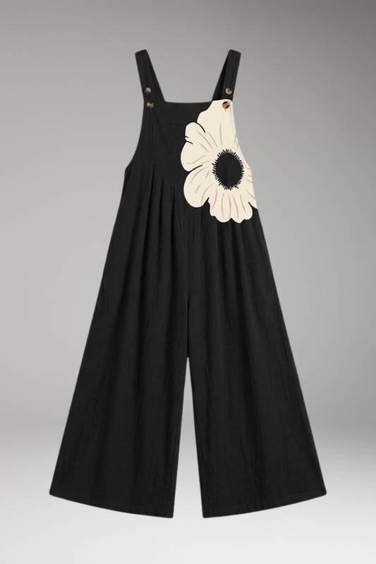 Women's Printed Jumpsuit with Adjustable Straps and Wide Legs