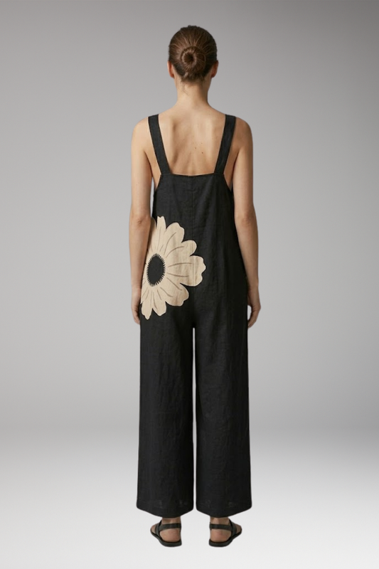 Women's Printed Jumpsuit with Adjustable Straps and Wide Legs