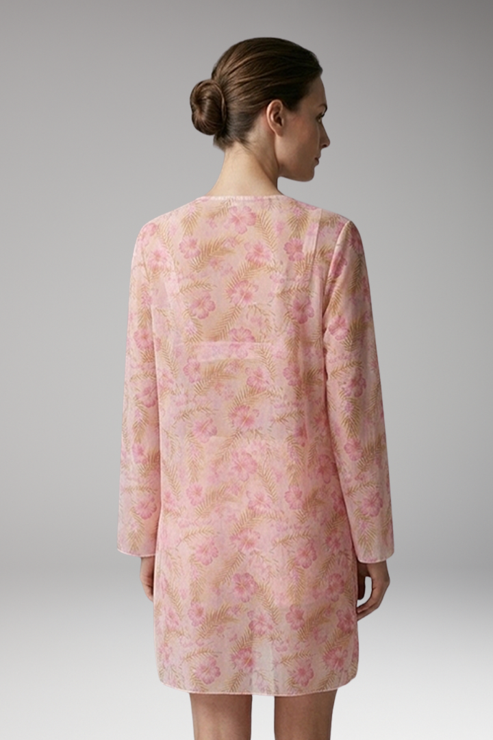 Women’s Printed Three-Piece Bikini Set with Floral Kimono Cover-Up