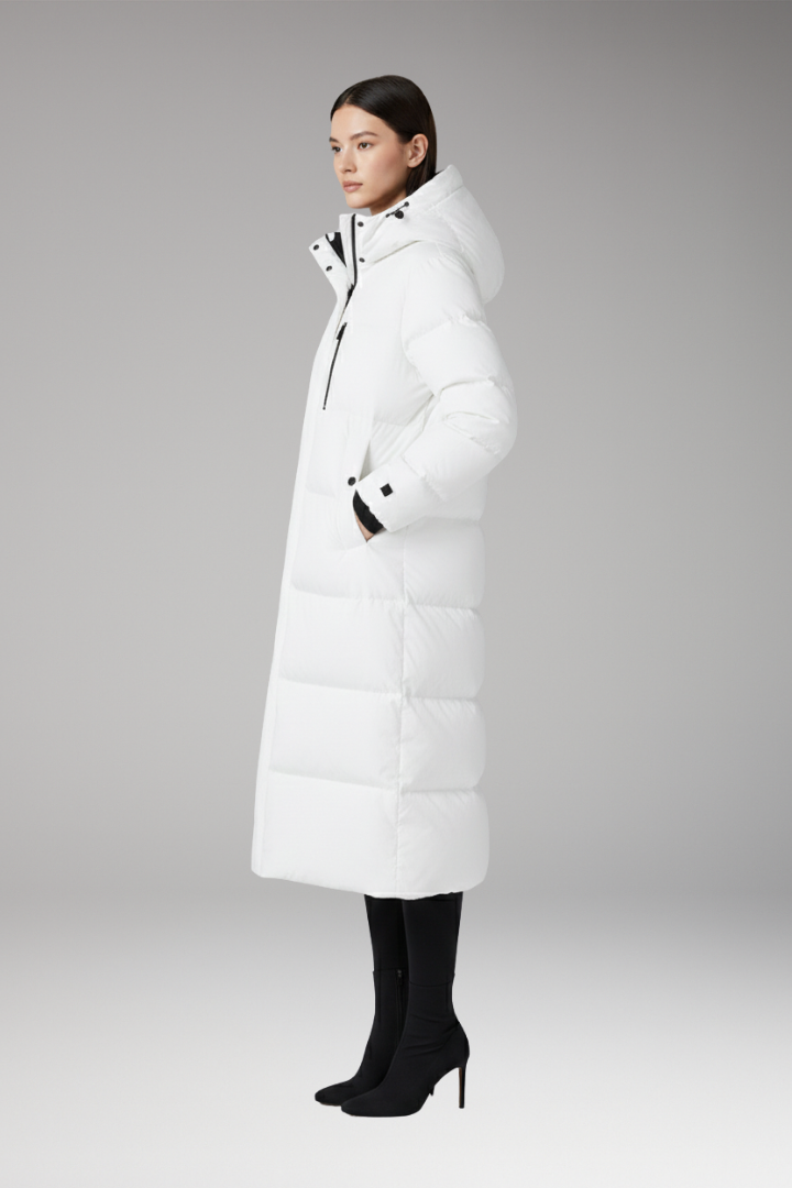 Women’s Puffer Coat with Hood and Long Quilted Design
