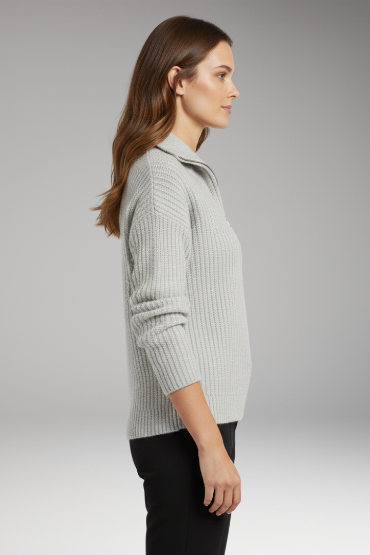 Women’s Pullover with V-Neck and Half-Zip