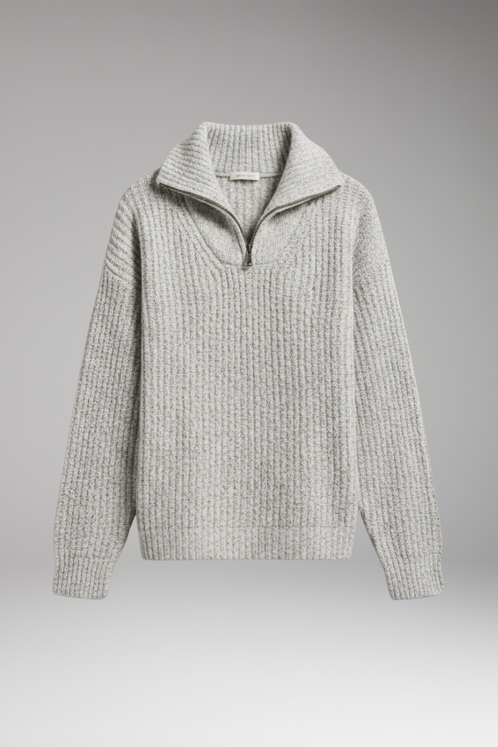 Women’s Pullover with V-Neck and Half-Zip