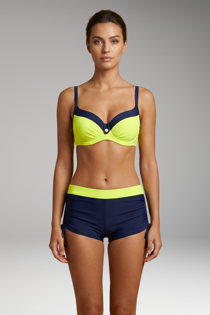Women's Push-Up Bikini Set with Underwire Support and Adjustable Shorts