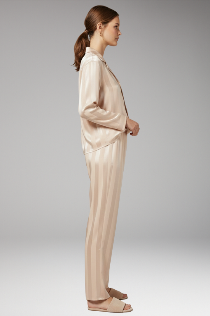 Women’s Pyjama Set with Button Shirt and Straight Trousers