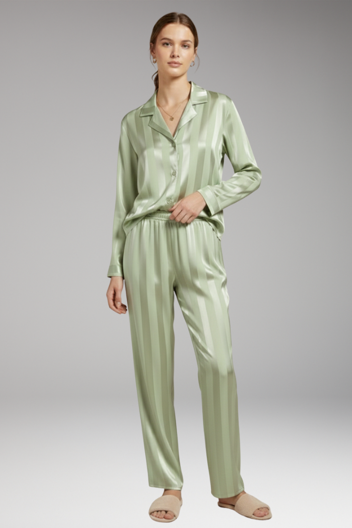 Women’s Pyjama Set with Button Shirt and Straight Trousers