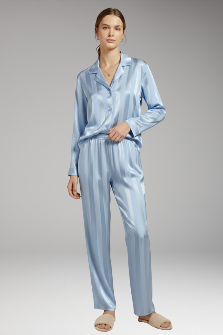 Women’s Pyjama Set with Button Shirt and Straight Trousers