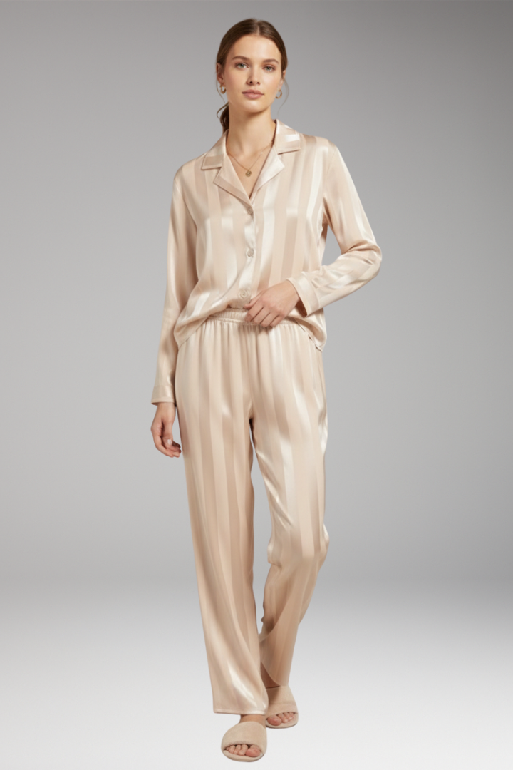 Women’s Pyjama Set with Button Shirt and Straight Trousers