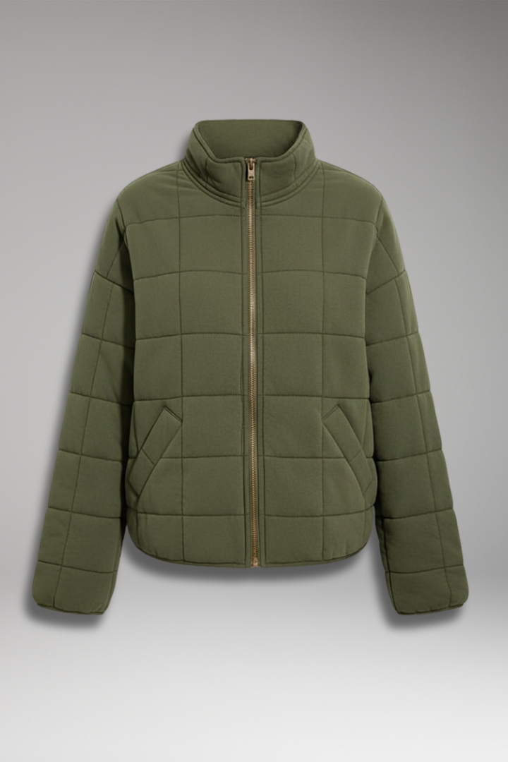 Women’s Quilted Jacket with High Collar and Zip Closure