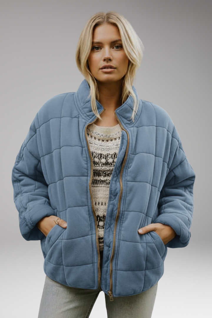 Women’s Quilted Jacket with High Collar and Zip Closure