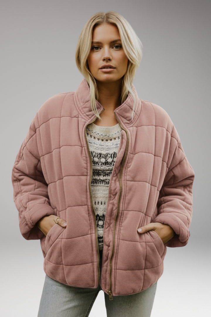 Women’s Quilted Jacket with High Collar and Zip Closure