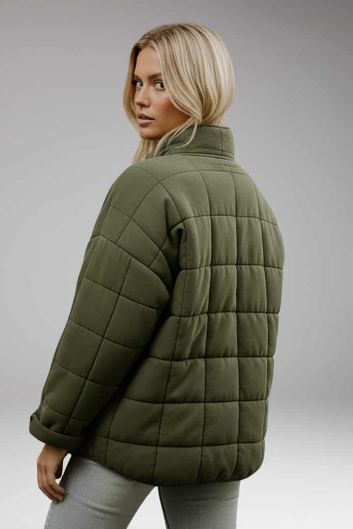 Women’s Quilted Jacket with High Collar and Zip Closure