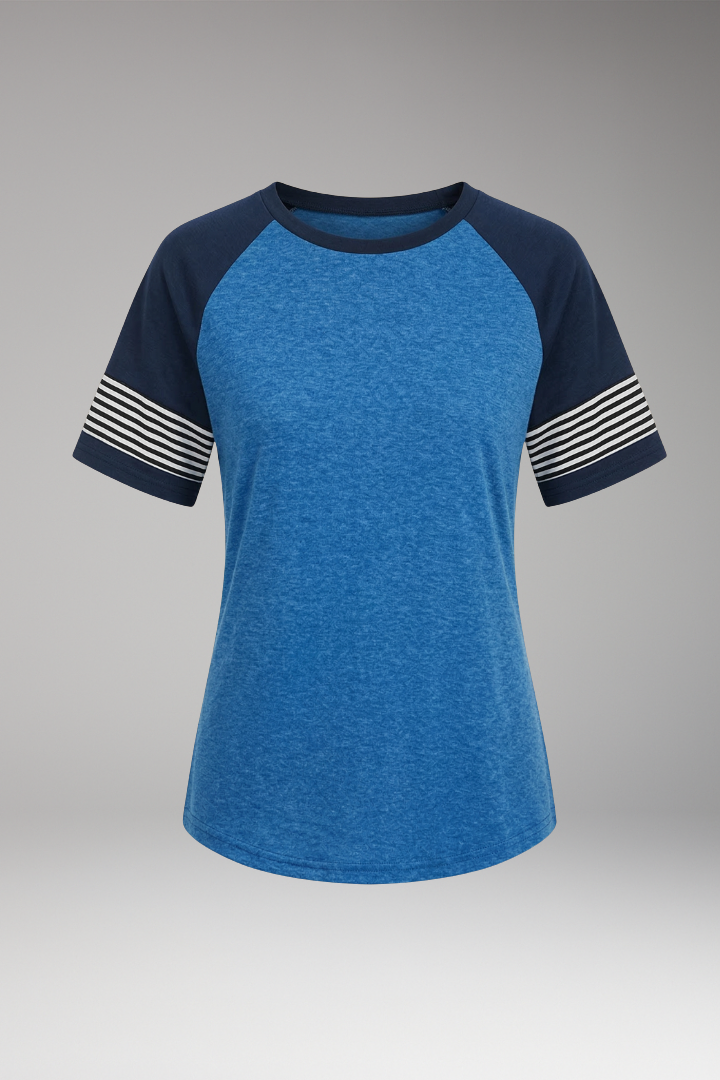 Women's Raglan T-Shirt with Striped Sleeves