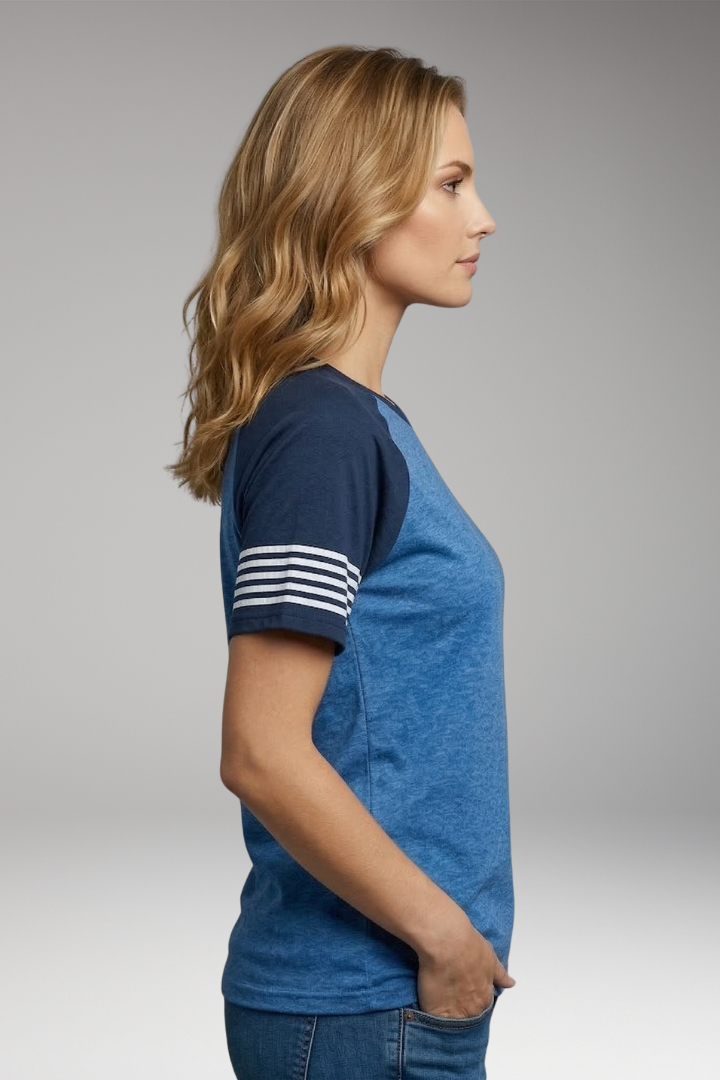 Women's Raglan T-Shirt with Striped Sleeves