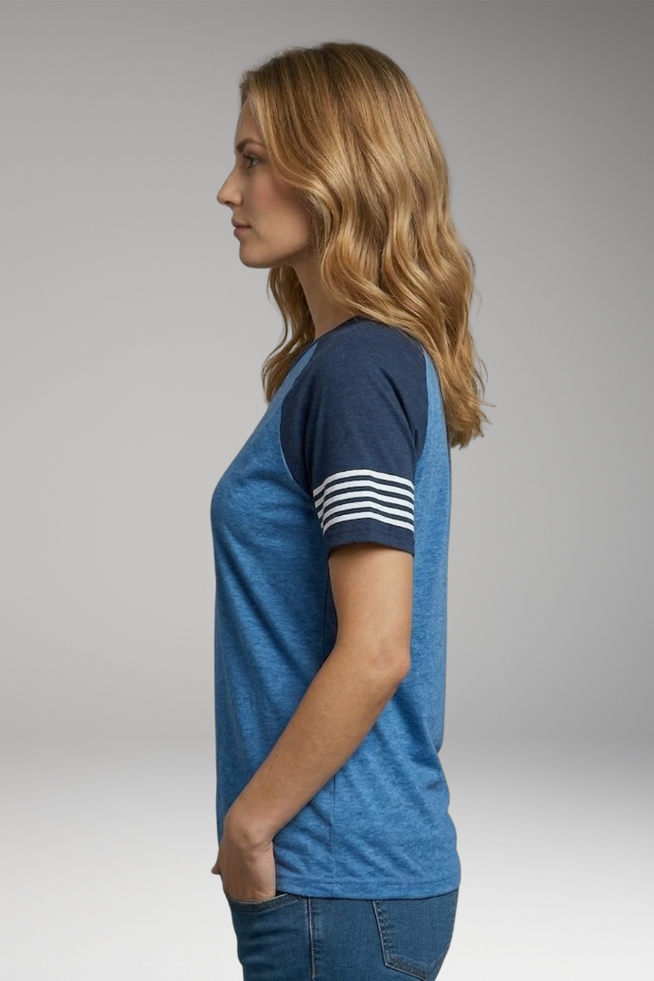 Women's Raglan T-Shirt with Striped Sleeves