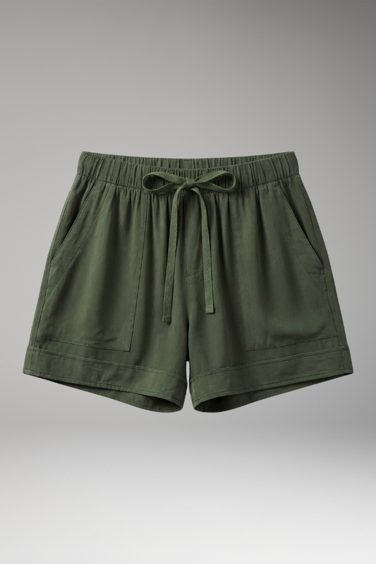 Women's Relaxed Shorts with Drawstring Waist and Pockets