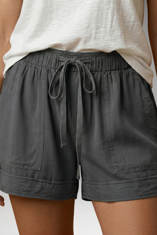 Women's Relaxed Shorts with Drawstring Waist and Pockets