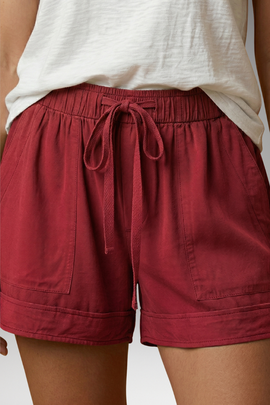 Women's Relaxed Shorts with Drawstring Waist and Pockets