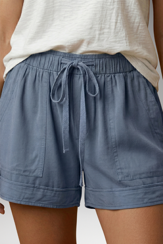 Women's Relaxed Shorts with Drawstring Waist and Pockets