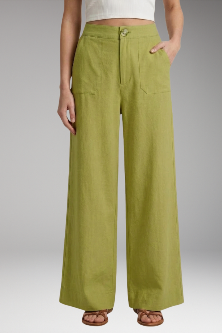 Women's Relaxed Trousers with High Waist and Side Pockets