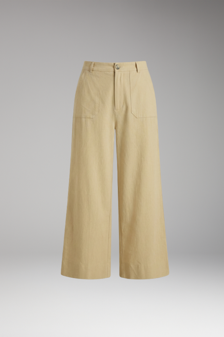 Women's Relaxed Trousers with High Waist and Side Pockets