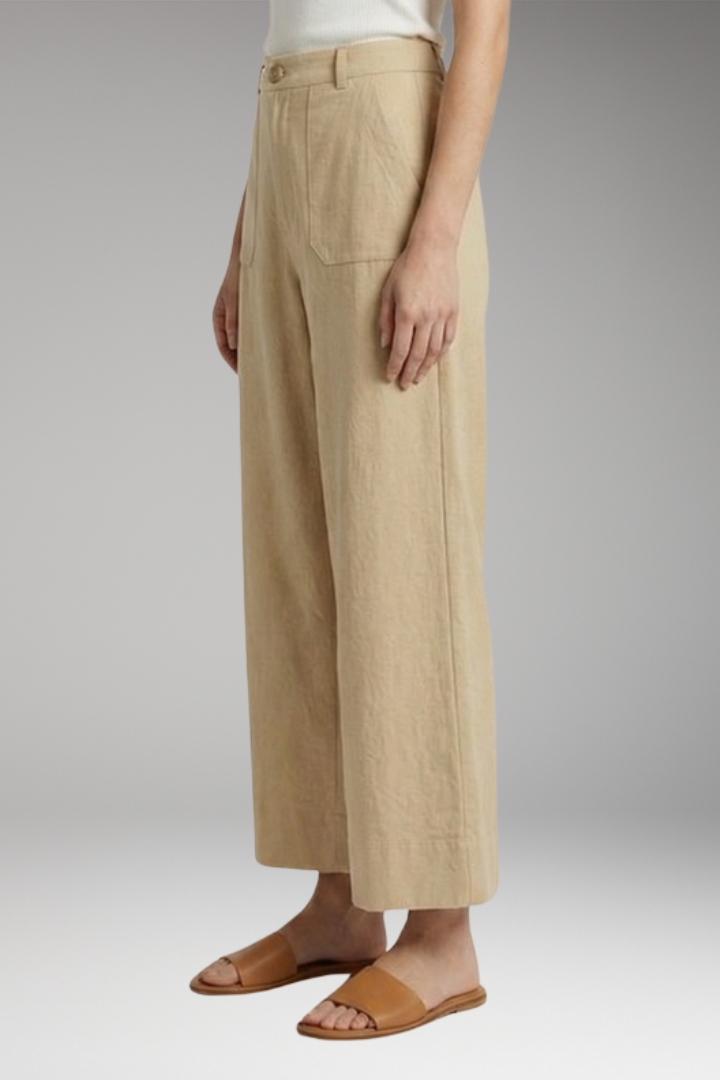 Women's Relaxed Trousers with High Waist and Side Pockets