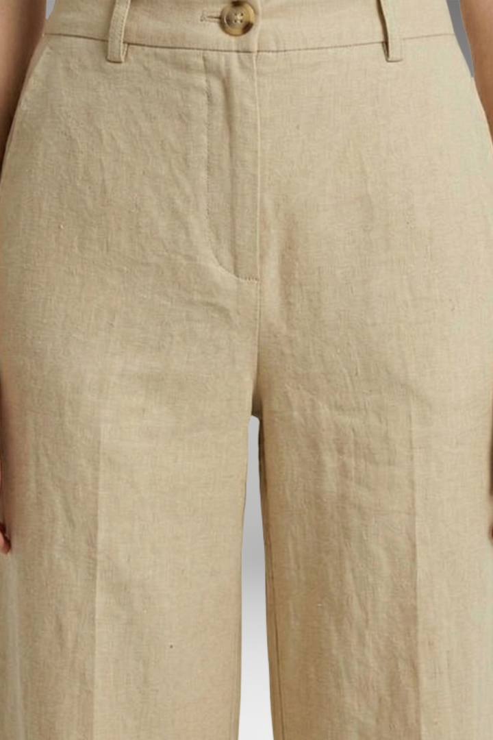 Women's Relaxed Trousers with High Waist and Side Pockets